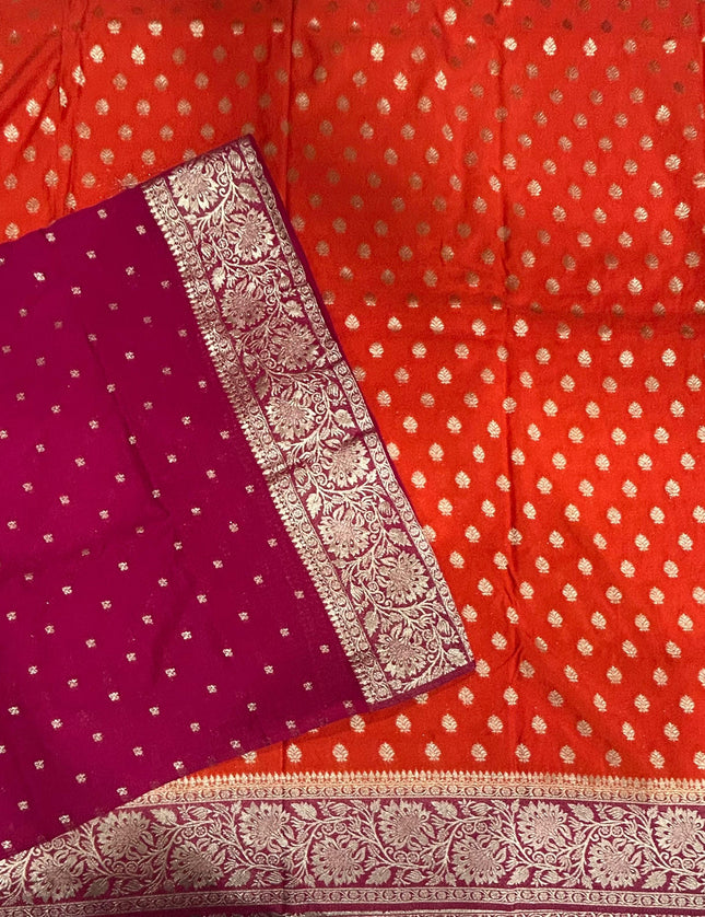 Orange n pink 2 semi georgette SG105 saree