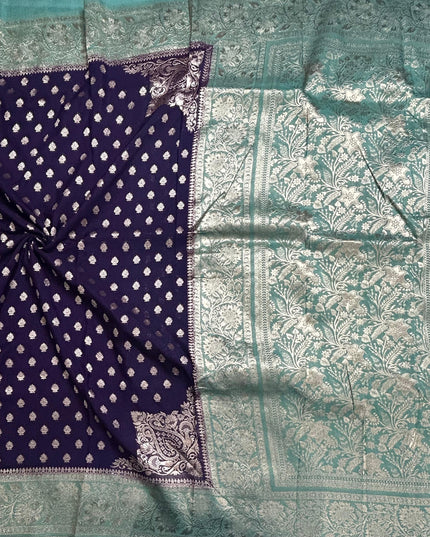 Purple n sea green 2 semi georgette SG105 saree