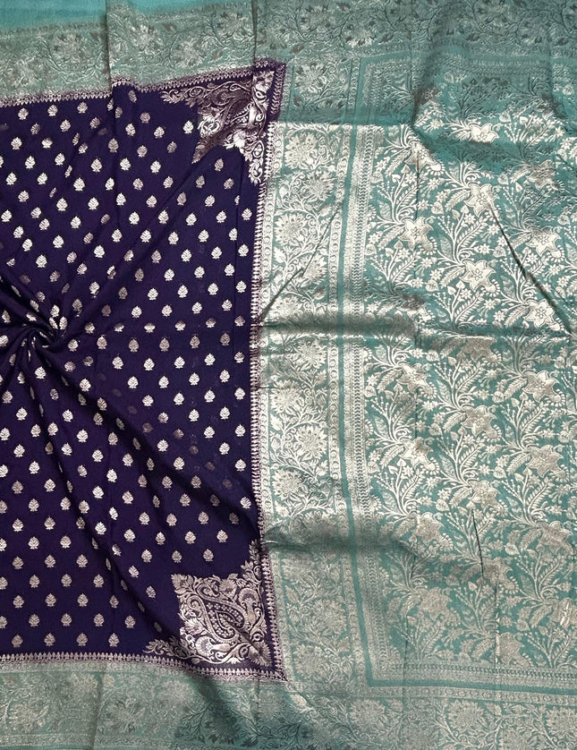 Purple n sea green 2 semi georgette SG105 saree