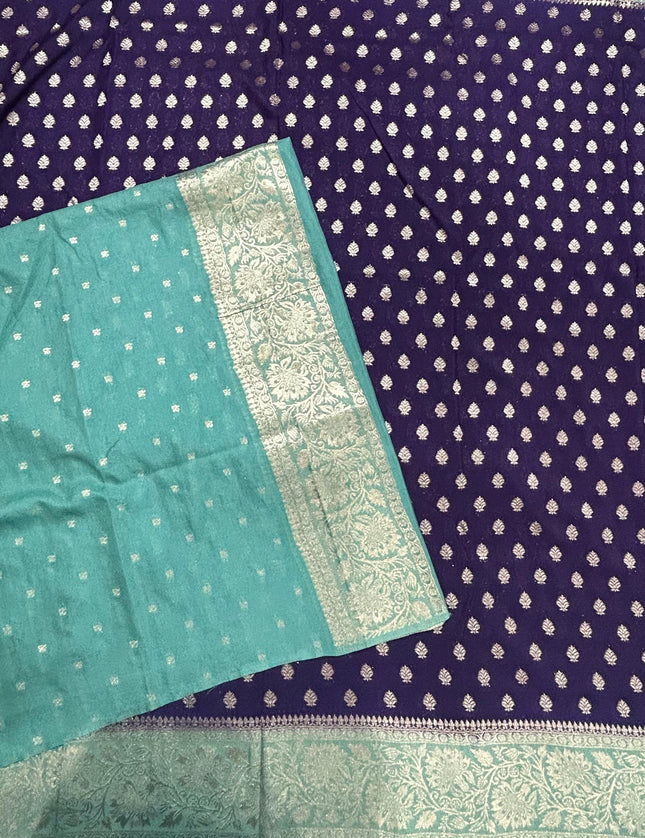 Purple n sea green 2 semi georgette SG105 saree
