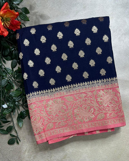 Navy blue n pink 2 semi georgette SG105 saree