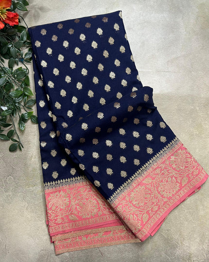 Navy blue n pink 2 semi georgette SG105 saree