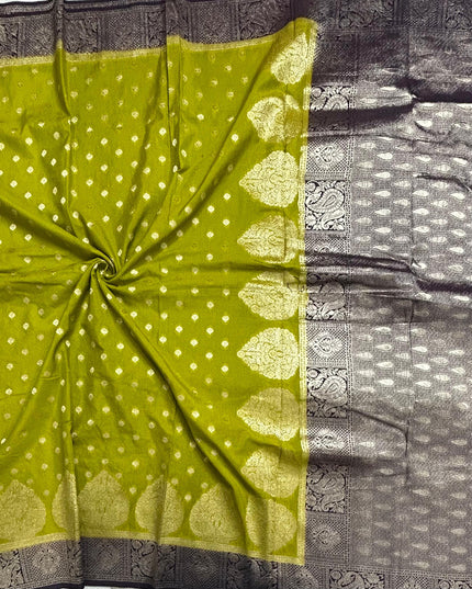 Mehendi green n purple semi georgette SG105 saree