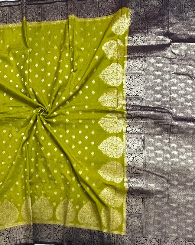 Mehendi green n purple semi georgette SG105 saree