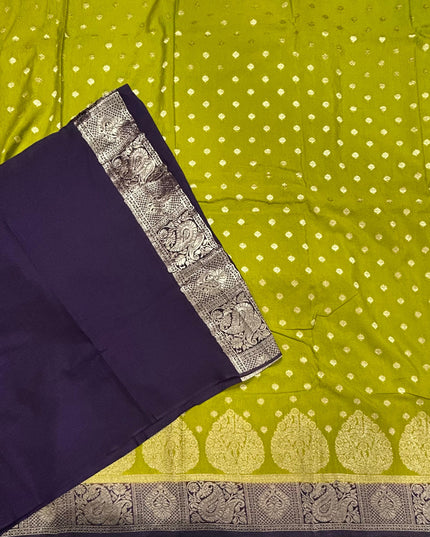 Mehendi green n purple semi georgette SG105 saree