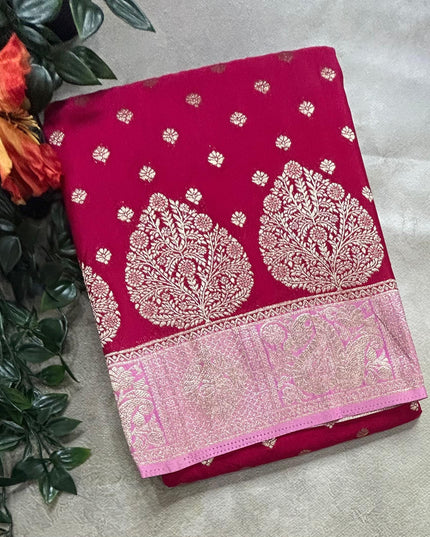 Purple n pastel green semi georgette SG105 saree