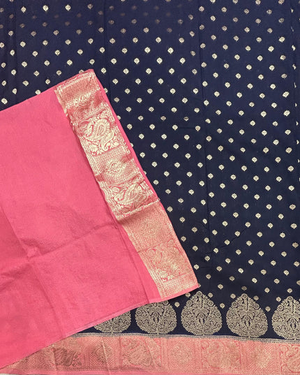 Navy blue n pastel pink semi georgette SG105  saree