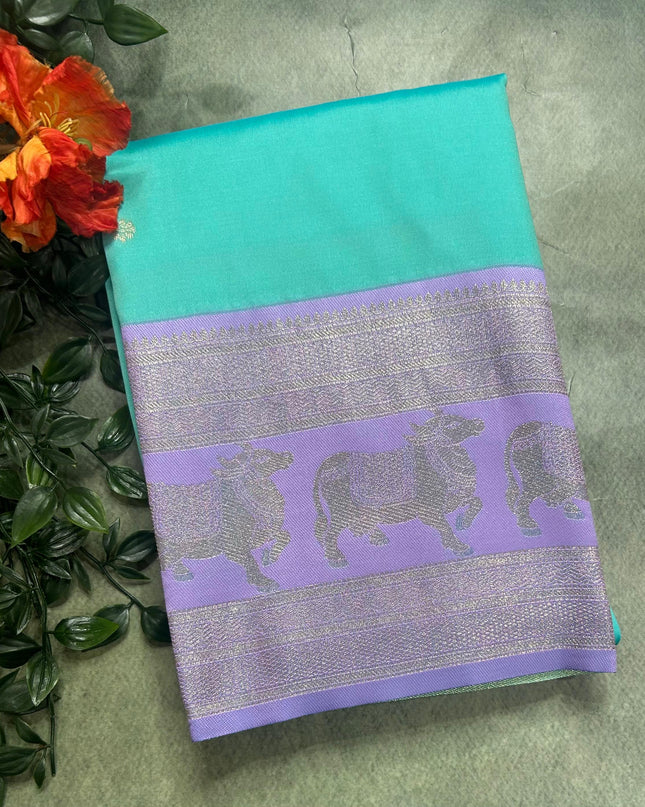 Pastel blue bentex border soft silk ST105 saree