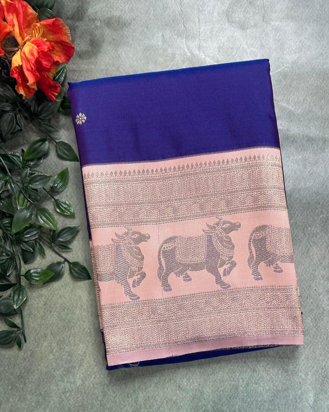 Blue bentex border soft silk ST105 saree