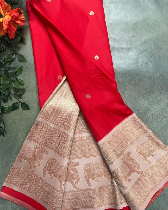 Red bentex border soft silk ST105 saree