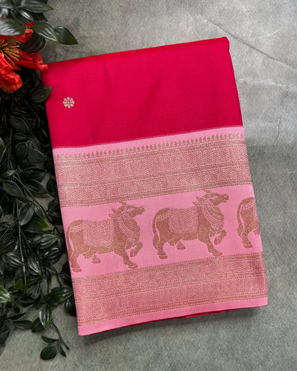 Pink bentex border soft silk ST105 Saree