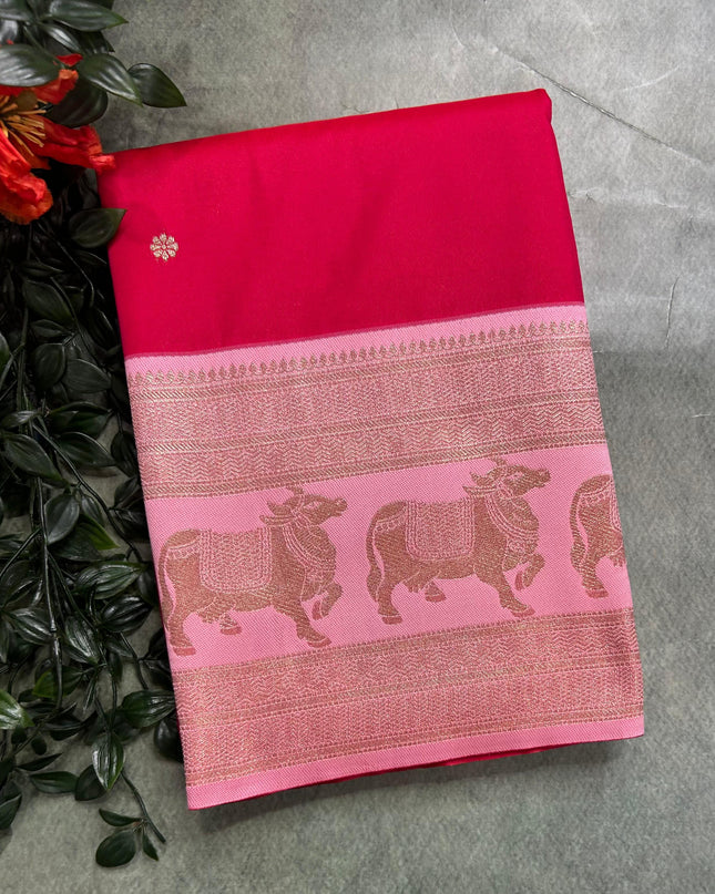 Pink bentex border soft silk ST105 Saree
