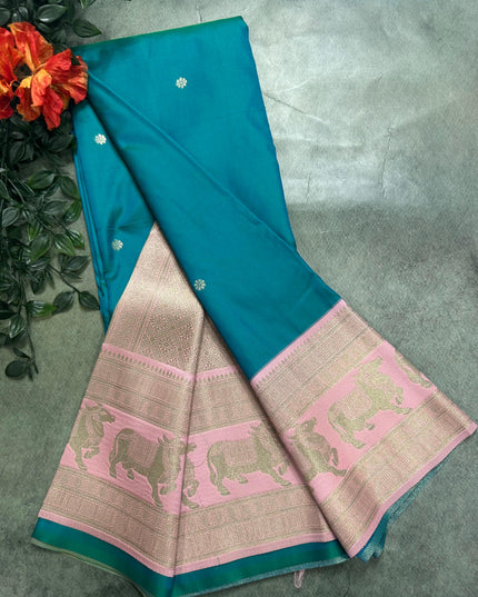 Rama green bentex border soft silk ST105 saree
