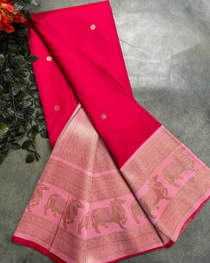 Pink bentex border soft silk ST105 Saree