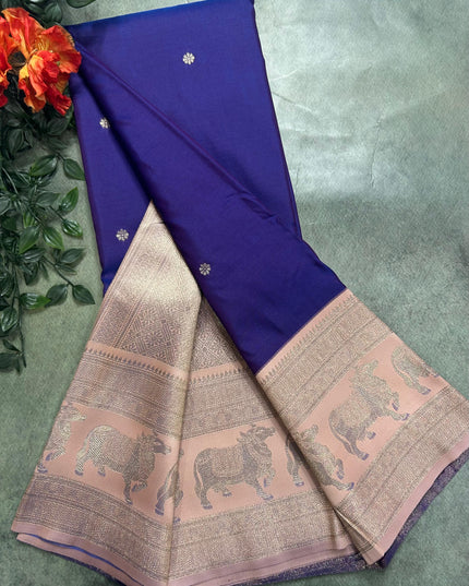 Blue bentex border soft silk ST105 saree