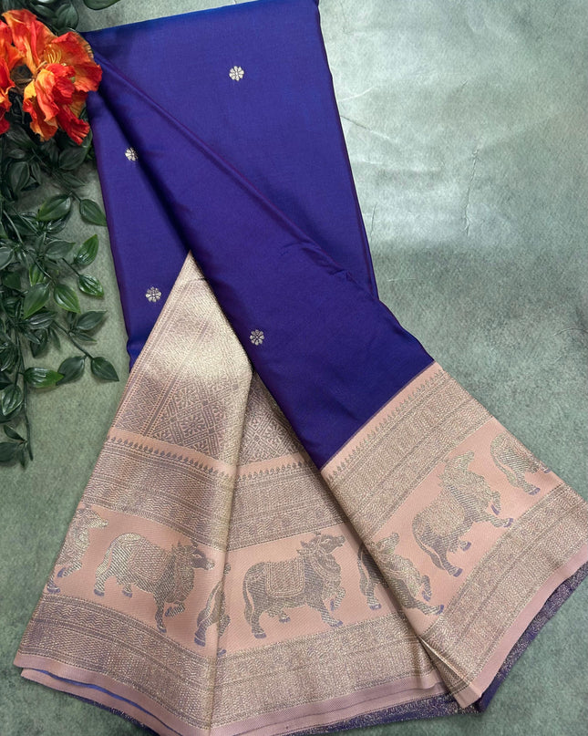 Blue bentex border soft silk ST105 saree