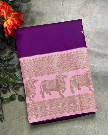 Purple bentex border soft silk ST105 saree