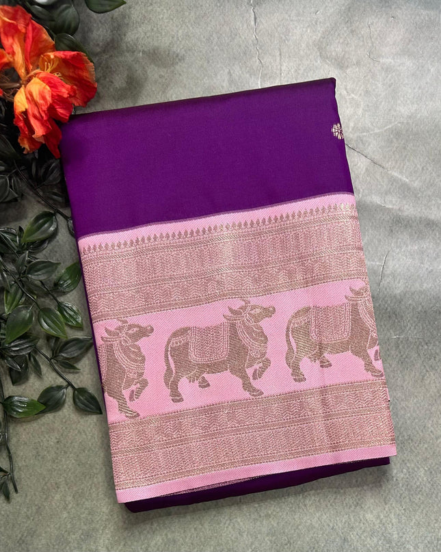 Purple bentex border soft silk ST105 saree