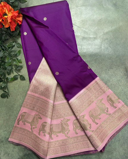 Purple bentex border soft silk ST105 saree