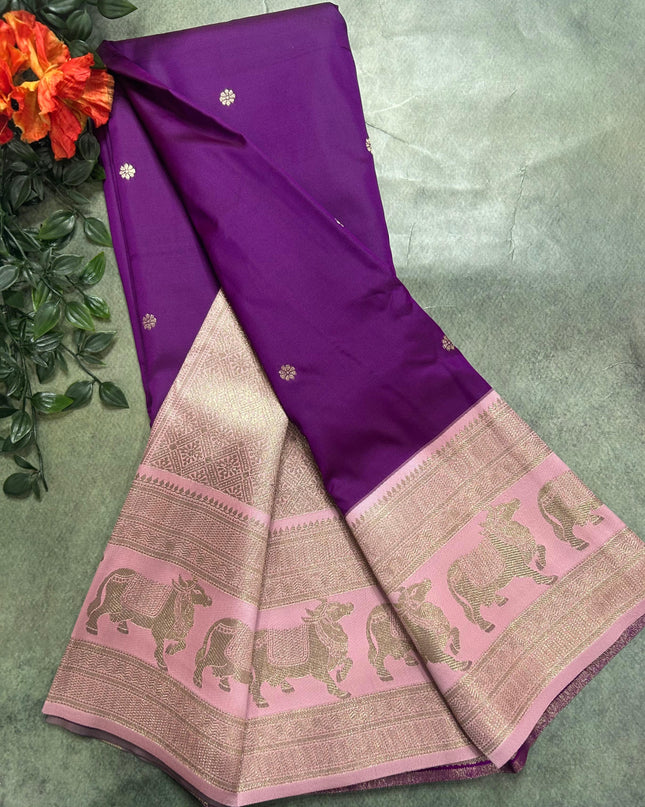 Purple bentex border soft silk ST105 saree