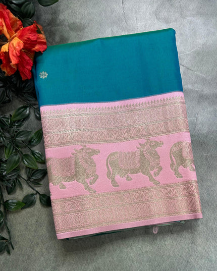 Rama green bentex border soft silk ST105 saree