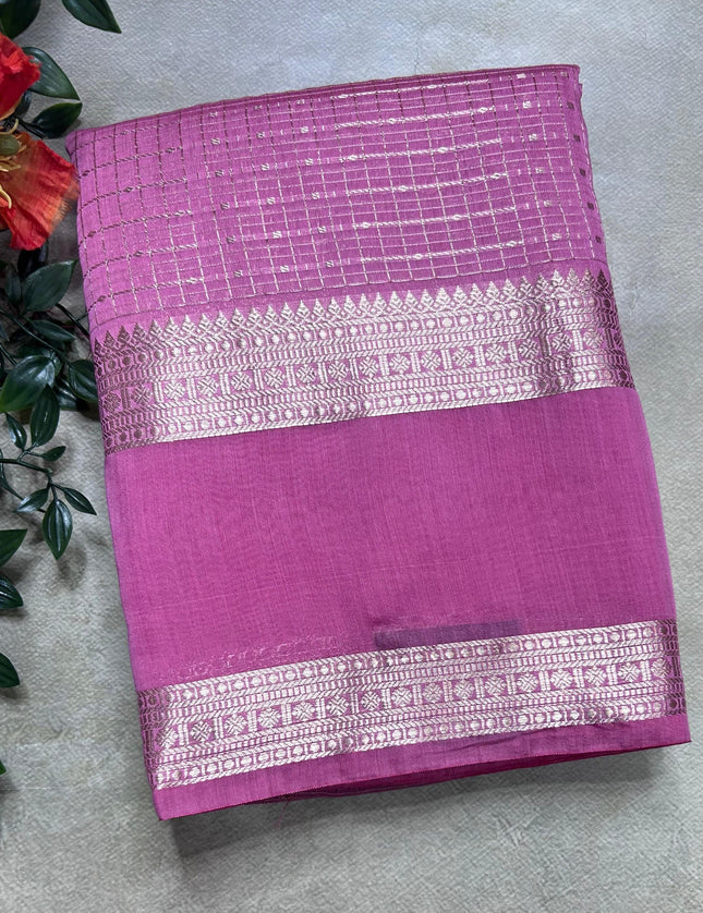 Onion pink soft tussar crepe ST106 saree