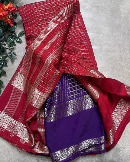 Red soft tussar crepe ST106 saree