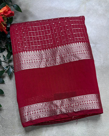 Red soft tussar crepe ST106 saree