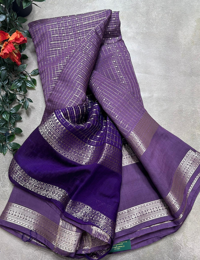 Pastel purple soft tussar crepe ST106 saree