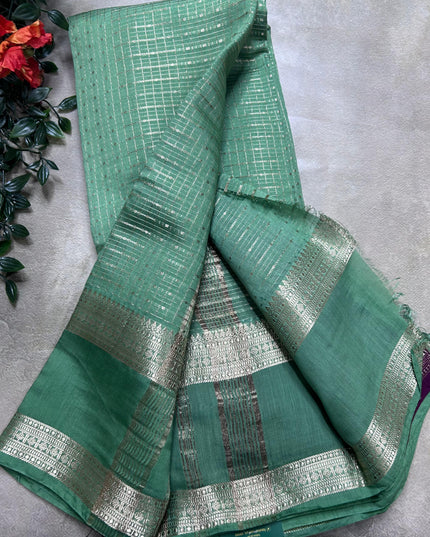 Pastel green soft tussar crepe ST106 saree