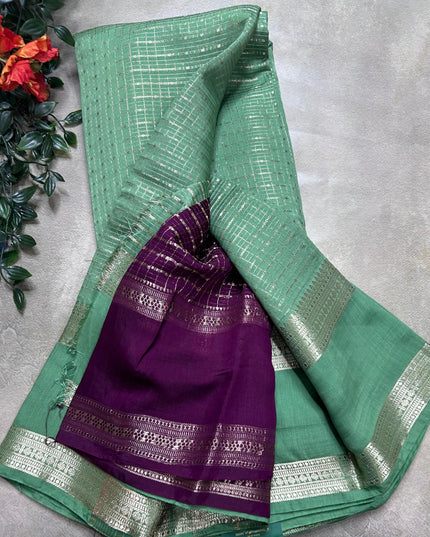 Pastel green soft tussar crepe ST106 saree