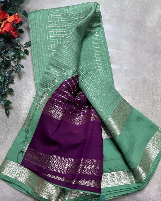 Pastel green soft tussar crepe ST106 saree