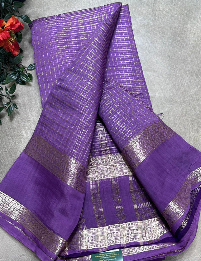 Light purple soft tussar crepe ST106 saree