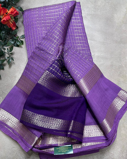 Light purple soft tussar crepe ST106 saree