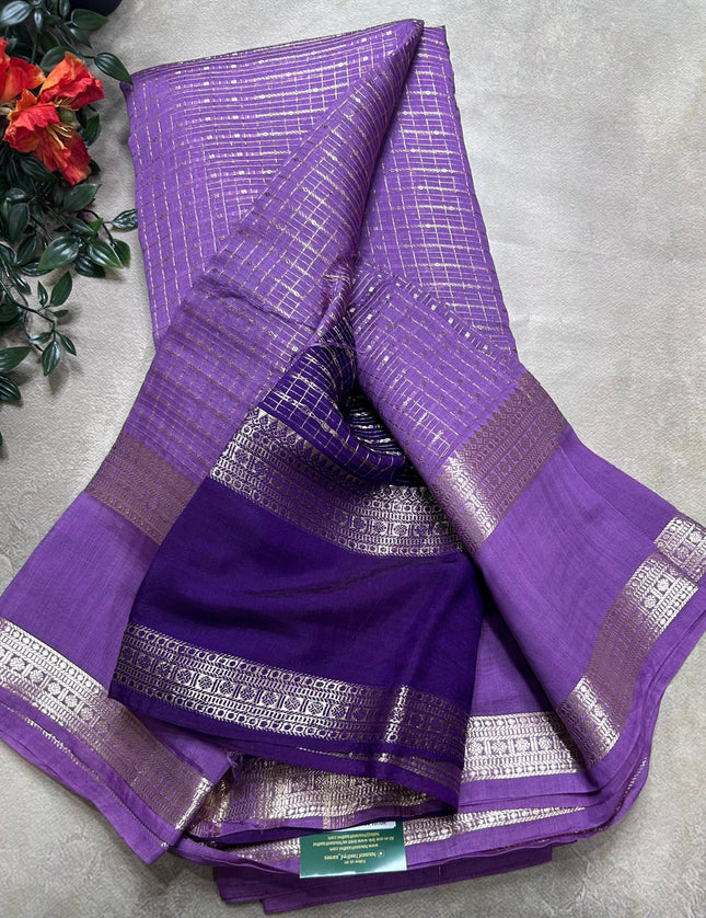 Light purple soft tussar crepe ST106 saree