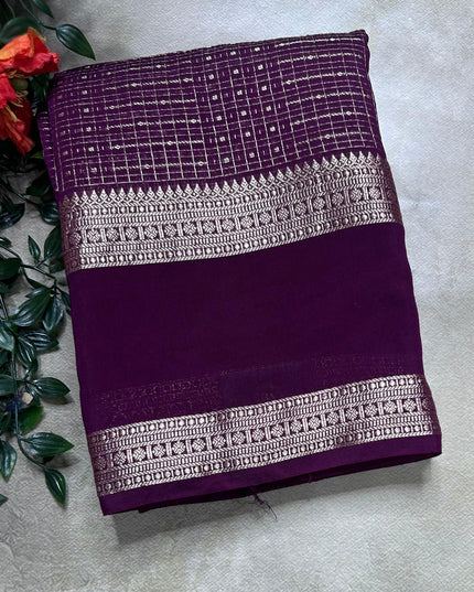 Dark purple soft tussar crepe ST106 saree
