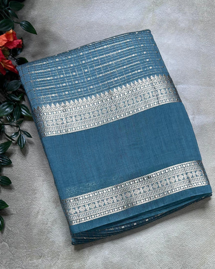 Pastel blue soft tussar crepe ST106 saree