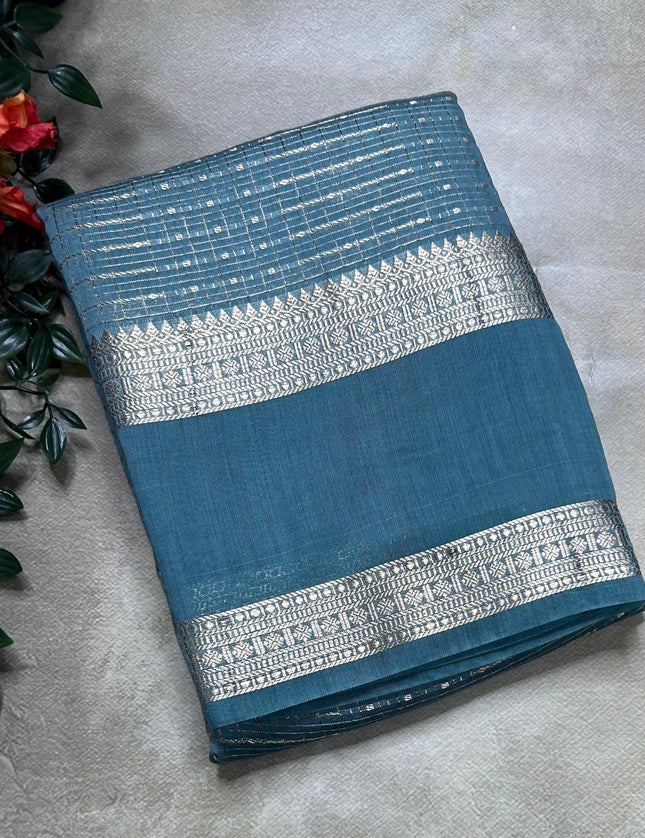 Pastel blue soft tussar crepe ST106 saree