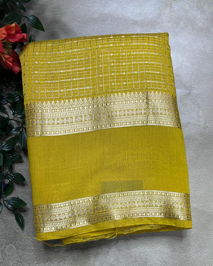 Neon yellow soft tussar crepe ST106 saree
