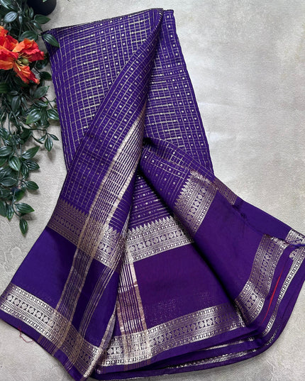 Purple  soft tussar crepe ST106 saree