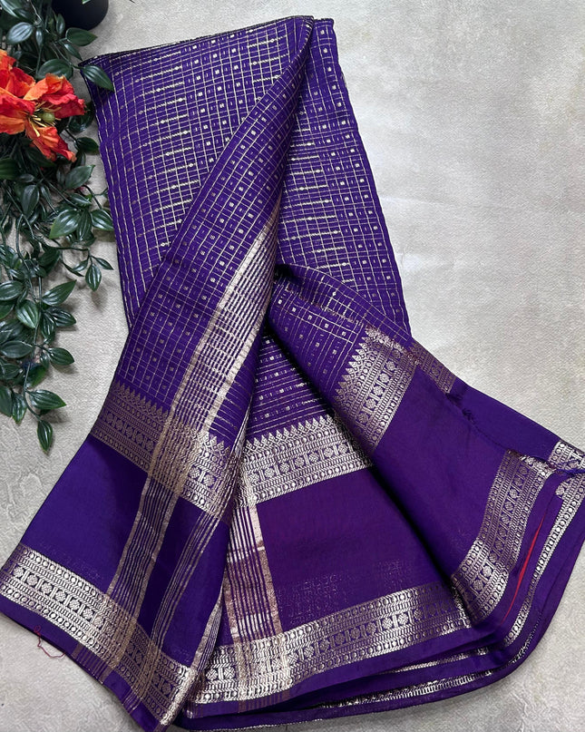 Purple  soft tussar crepe ST106 saree
