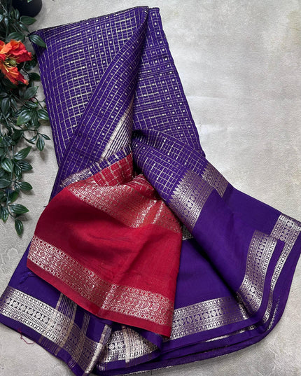 Purple  soft tussar crepe ST106 saree