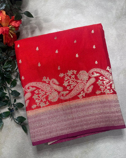 Orange contrast semi georgette saree(RIA106)