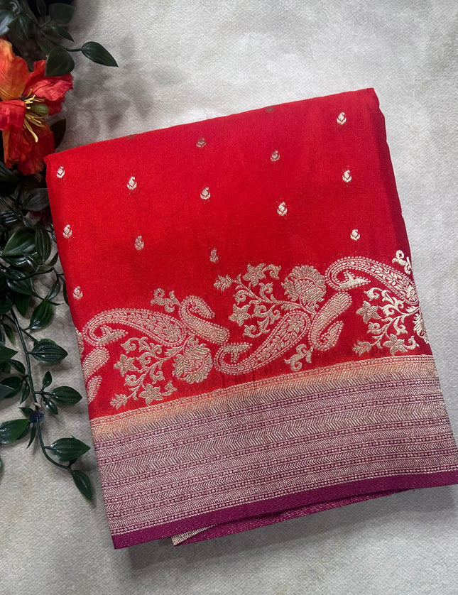 Orange contrast semi georgette saree(RIA106)