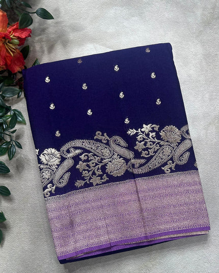 Blue contrast semi georgette saree(RIA106)