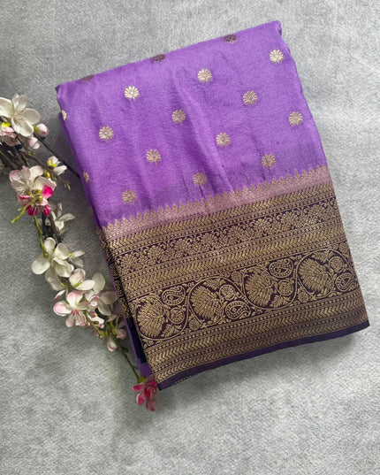 Lilac n purple semi georgette 106 saree
