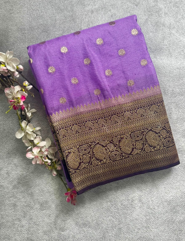 Lilac n purple semi georgette 107 saree