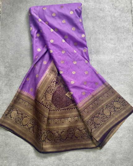 Lilac n purple semi georgette 106 saree