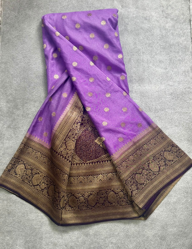 Lilac n purple semi georgette 107 saree