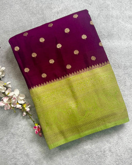 Wine n green  semi georgette 106 saree